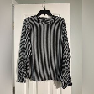 Zara Black and White Striped Long Sleeve Top
